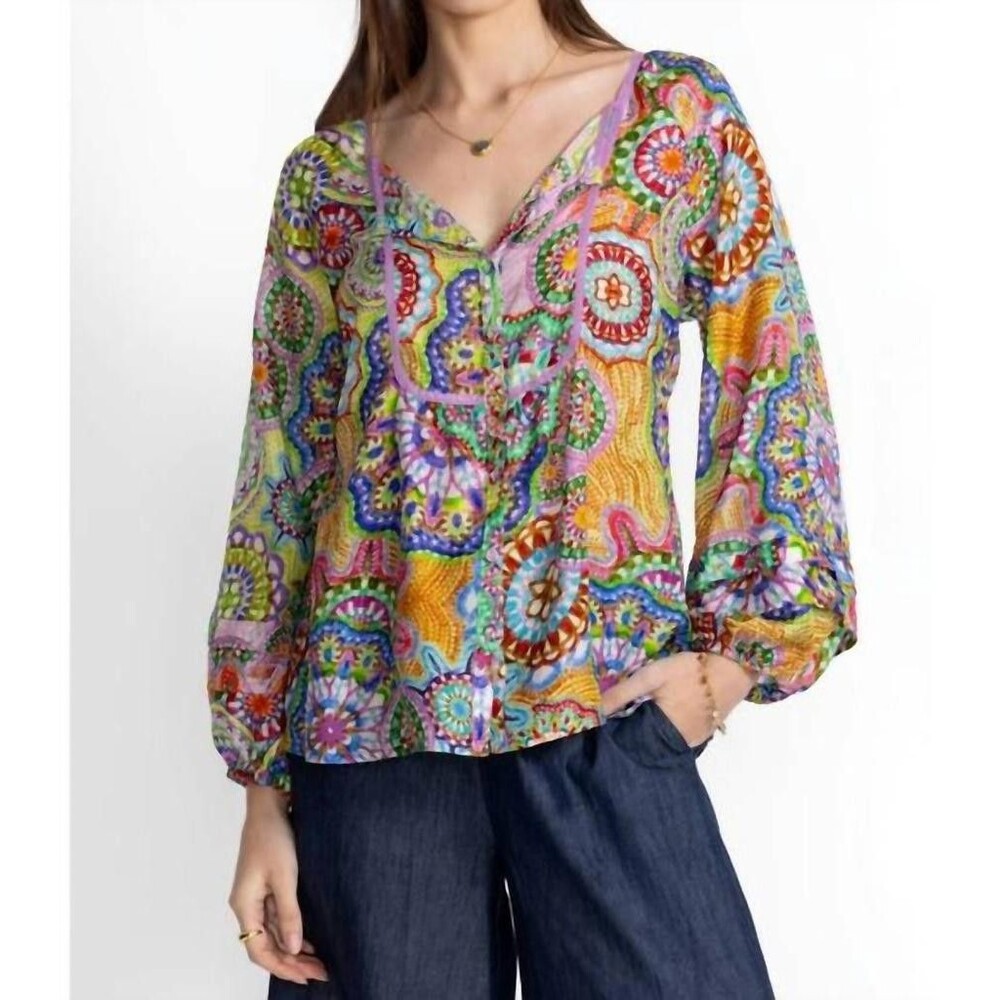 New Johnny Was Jannika Button Shirt Blouse 100% Silk Size 2X Plus Colorful - Picture 1 of 5
